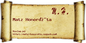 Matz Honoráta névjegykártya